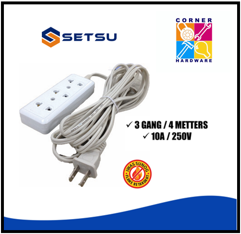 Image of SETSU Extension Cord with Universal 3 Gang 4 Meter