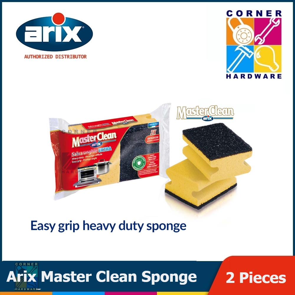 Image of ARIX Master Clean Easy Grip Heavy Duty Sponge with Scourer 2pcs.