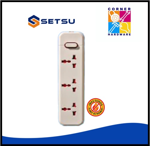 Image of SETSU Extension Cord Universal Switch 3 Gang 2 Meters